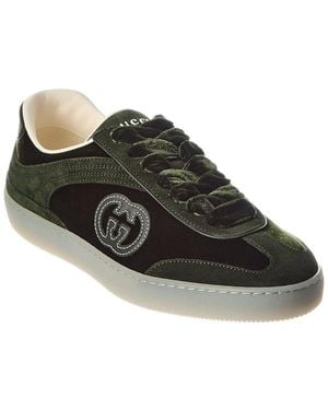 Gucci G75 Velvet & Suede Trainer - Black