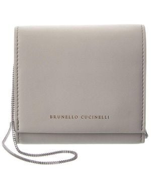 Brunello Cucinelli Leather Wallet On Chain - Grey