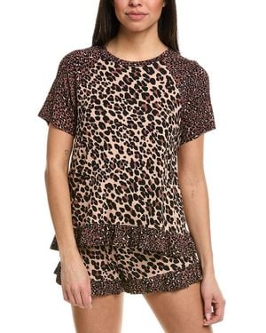 Kensie Ruffle Hem Pyjama Set - Black