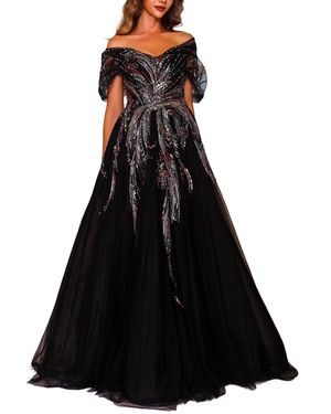 Terani Off Shoulder Embellished Maxi Dress - Black