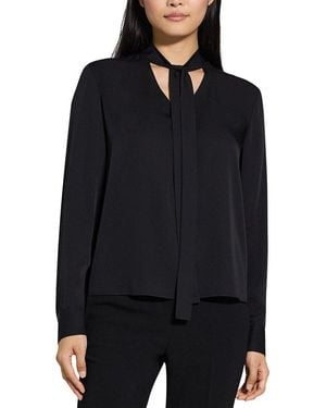 Theory Tie Neck Silk Blouse - Black