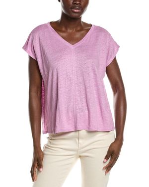 Eileen Fisher V-Neck Square Linen T-Shirt - Pink