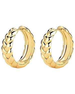 Gabi Rielle 14k Over Silver Lovestruck Collection Braid Babe Hoops - Metallic