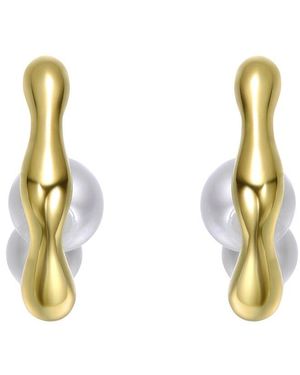 Rachel Glauber 14K Pearl Dangle Earrings - Metallic