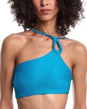 MILLY Metallic Lux One-Shoulder Chain Bandeau Bikini Top - Blue
