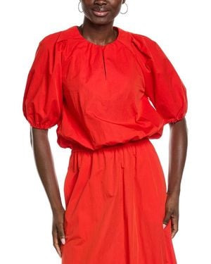 Kenneth Cole Cropped Elastic Hem Shirt - Red