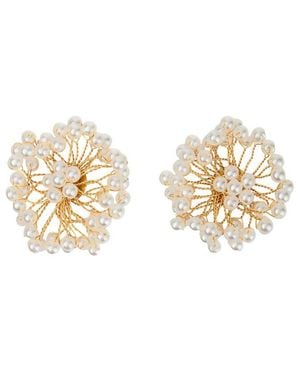 Saachi Pearl Webbed Earrings - White