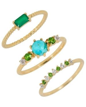 TIRAMISU 14K Plated 1.14 Ct. Tw. Gemstone Ring Set - Blue