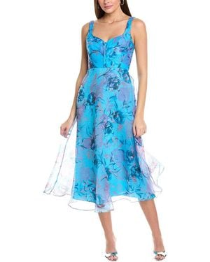 ML Monique Lhuillier Elodie Organza Midi Dress - Blue