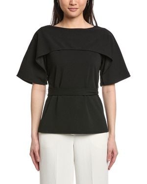 Anne Klein Layered Boat Neck Pullover - Black