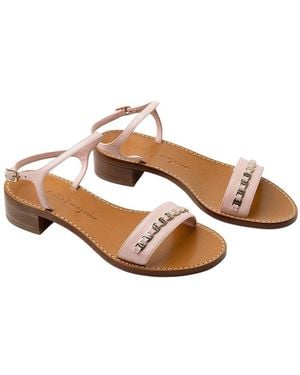 Ferragamo Logo Leather Sandal - Brown