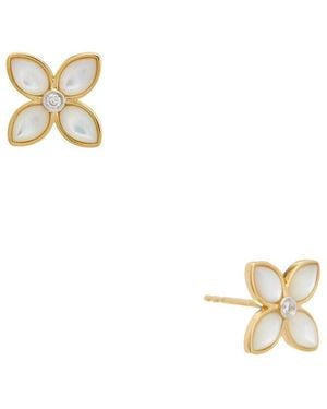 Maitre De Diamant 18K 0.02 Ct. Tw. Diamond & Pearl Earrings - Metallic