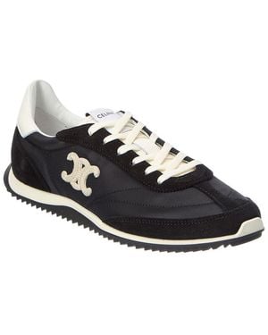 Celine Triomphe Nylon & Suede Trainer - Black