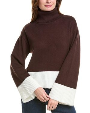 Laundry by Shelli Segal Two-Tone Turtleneck Sweater - Brown