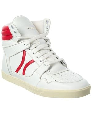 Celine Break Mid Lace-Up Leather Trainer - White