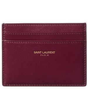 Saint Laurent Paris Leather Card Case - Purple