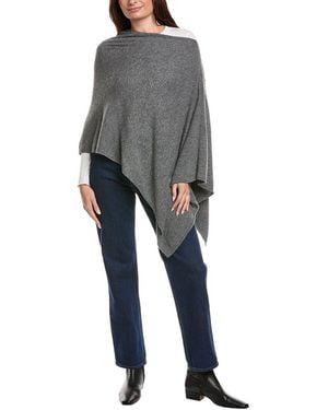 Amicale Cashmere Jersey Asymmetrical Cashmere Poncho - Gray