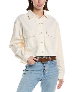 Hudson Jeans Cropped Oversized Button-Down Shirt - White