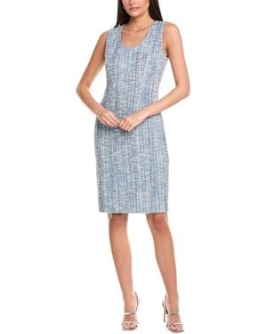St. John Stretch Lurex Marble Tweed Sheath Dress - Blue