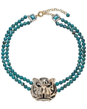 Eye Candy LA Tiger Pendant Necklace - Blue