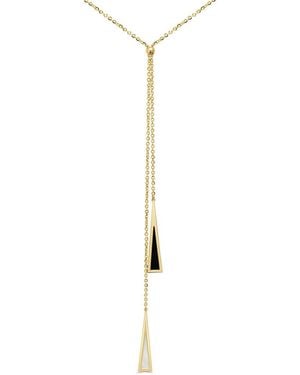 Italian Gold 14K Gemstone Lariat Necklace - White