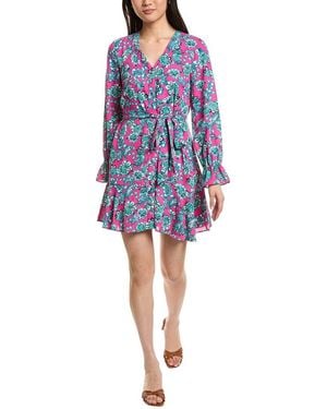 Cece V-Neck Print Dress - Blue