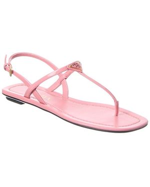 Prada Triangle Logo Leather Sandal - Pink