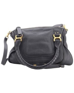 Chloé Leather Marcie Satchel Medium (Authentic Pre-Loved) - Grey