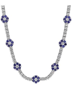 Rina Limor 6.96 Ct. Tw. Lab-Grown And Sapphire Station Tennis Necklace - Blue