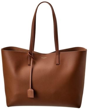 Saint Laurent Dnu Inv E/W Leather Shopper Tote - Brown