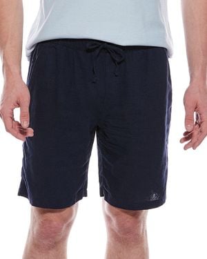 Tahari Woven Drawstring Linen-Blend Short - Blue