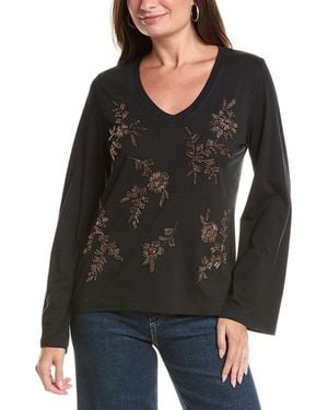 Johnny Was Kimono Sleeve Beaded T-Shirt - Black