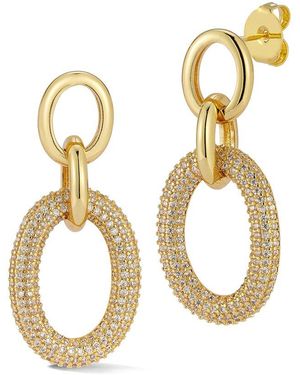 Glaze Jewelry 18K Plated Cz Drop Earrings - Metallic