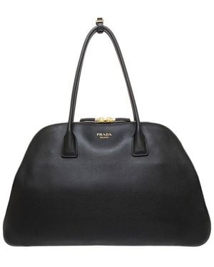 Prada Oversized Smooth Leather Satchel - Black
