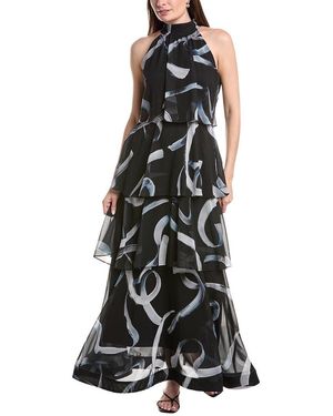 MILLY Salem Brushed Chiffon Bell Dress - Black