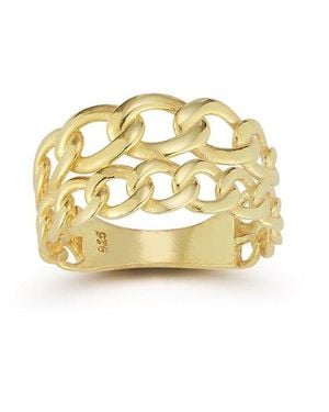 Chloe and Madison 14k Over Silver Double Curb Stack Ring - Metallic