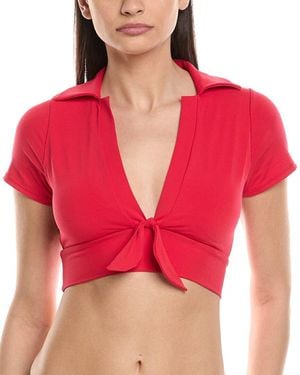 Robin Piccone Ava Plunge T-Shirt - Red
