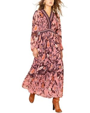 Hale Bob Alisson Long Sleeve Maxi Dress - Red