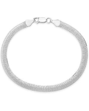 Sterling Forever Rhodium Plated Flat Link Chain Bracelet - White