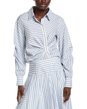 Gracia Vertical & Horizontal Striped Shirt - Blue