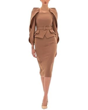 BGL 2Pc Blazer & Skirt Set - Brown