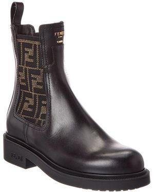 Fendi Filo Leather Biker Boot - Black