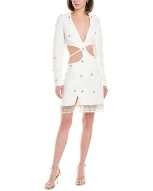 PATBO Hand-Beaded Cutout Mini Dress - White
