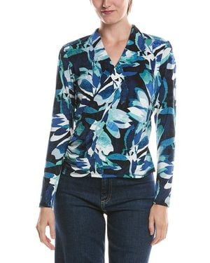 NIC+ZOE Giverny Knit Wrap Top - Blue