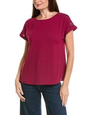 Jones New York Shoulder Button Detail Blouse - Red