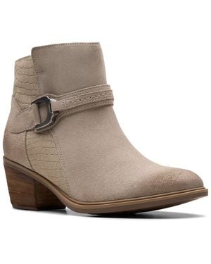 Clarks Neva Buckle Suede Boot - Brown