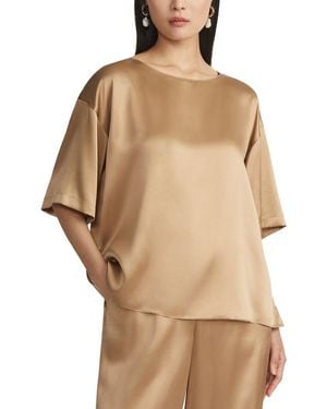 Lafayette 148 New York Crewneck Short Sleeve Top - Natural