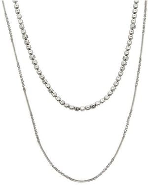 Italian Gold Over Silver 18K Plated Multi Strand Necklace - White