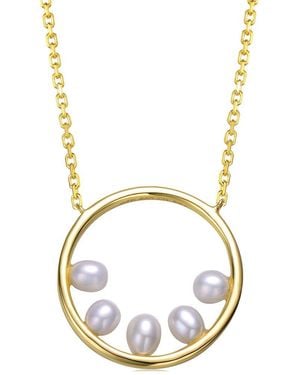 Genevive Jewelry 14k Over Silver 4.5mm Pearl Necklace - Metallic