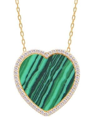 Gabi Rielle Love Is Declared 14k Over Silver Malachite Crystal Pendant Necklace - Green